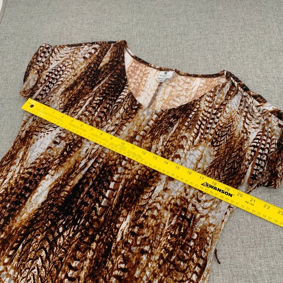 Worthington Stretch Brown Blouse Slit on Both Sides Belt Loops Large Cap Sleeve‎ - Picture 8 of 13